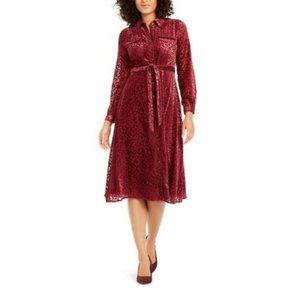 Alfani Women's Velvet Burnout Belted Shirtdress